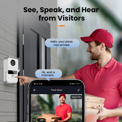 O interfone video sem fio 1080P da campainha do IP do telefone da porta de WIFI prendeu a visão noturna da câmera