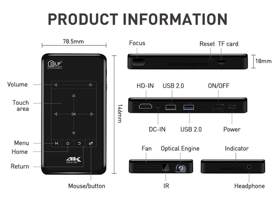 Miniprojetor portátil de 30-120 polegadas para home theater e filmes ao ar livre