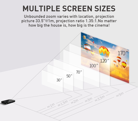 Miniprojetor portátil de 30-120 polegadas para home theater e filmes ao ar livre