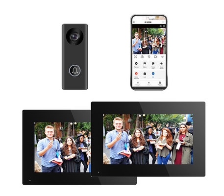 Tote Black WIFI Video Doorbell com 166° Wide Visual Angle Gravação de cartão SD e detecção de movimento