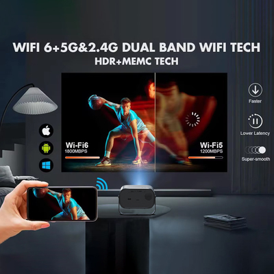 BT 5.0 Bluetooth Mini Projector Portátil Com Ajuste Multi Ângulo Correção de Keystone E Chip de Display de Fonte de Luz LED
