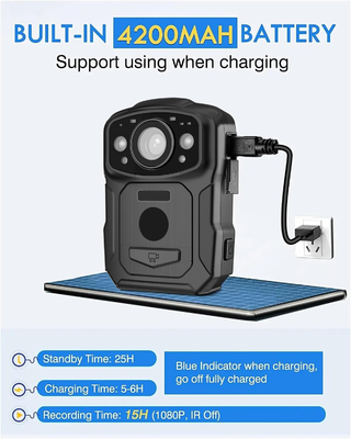Resolução 4K IP68 Wifi Câmeras usadas no corpo H.264/H.265 Codificação de vídeo com NFC e sistema Android 10