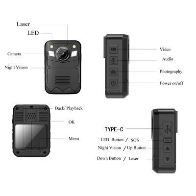 Mini câmera corporal pessoal GPS de 2 polegadas com gravação de lente de câmera dupla