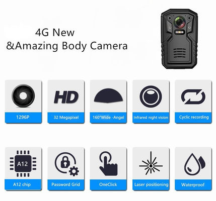 aperto da senha da microplaqueta de 4G G/M Live Body Worn Camera Ambarella A12