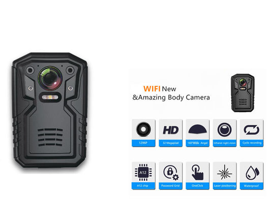 Visão noturna infravermelha Bodycam portátil de 32GB Ambarella A12 Chip Body Worn Camera GPS