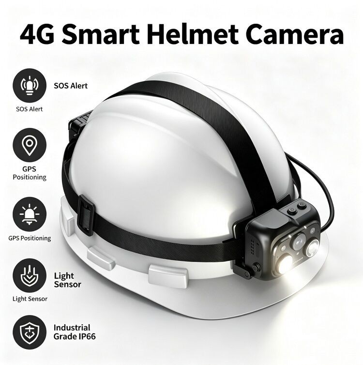 Câmera de Capacete de Segurança com Tela Sensível ao Toque IPS de 2 Polegadas e Câmera Principal com Visão Noturna Starlight para Vídeo Superior