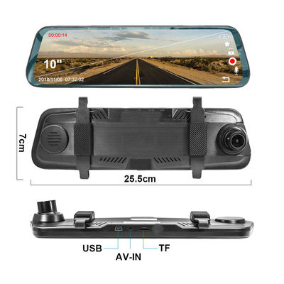 Um toque de 10 polegadas que flui a câmera 1080P do traço do carro do espelho retrovisor
